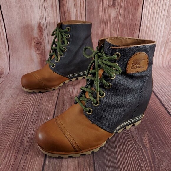 Sorel Womens Size 8 PDX Lexie Wedge Boot Ankle Bootie Elk Curry Camel Brown - Picture 1 of 14